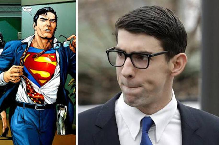 Notevole la somiglianza fra il nuotatore e  Clark Kent, alias Superman.